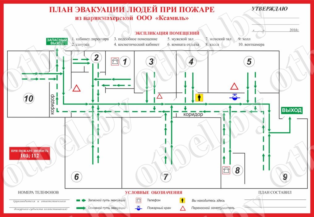 План эвакуации при пожаре образец рб